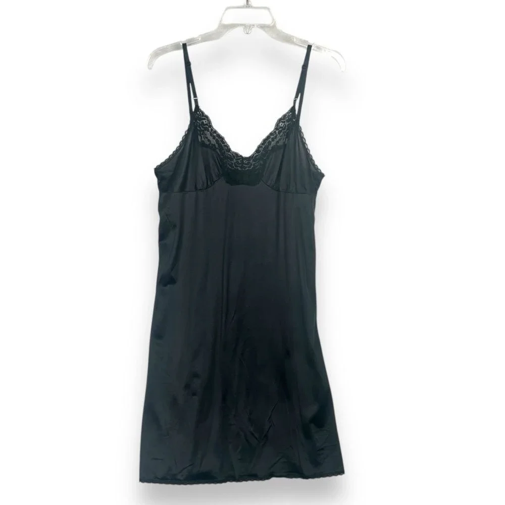 Vintage 80s Antron Lace Lingerie Slip Dress Babydoll Womens Medium USA Made